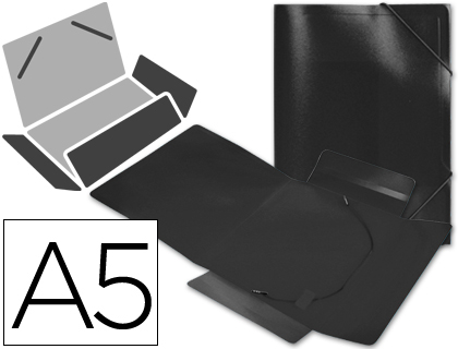 CARPETA LIDERPAPEL GOMAS SOLAPAS 34975 POLIPROPILENO DIN A5 NEGRA