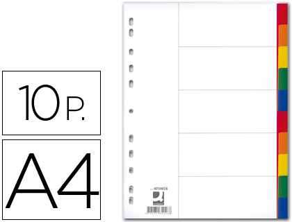 SEPARADOR Q-CONNECT PLASTICO JUEGO DE 10 SEPARADORES DIN A4 MULTITALADRO