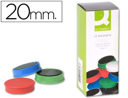 IMANES PARA SUJECION Q-CONNECT IDEAL PARA PIZARRAS MAGNETICAS20 MM COLORES SURTIDOS CAJA DE 10 UNIDADES