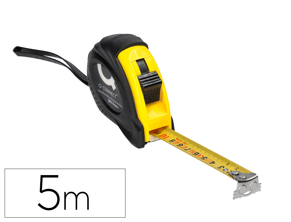 FLEXOMETRO Q-CONNECT DE 5 MT CON FRENO MATERIAL ANTICHOQUE 19 MM DE ANCHO