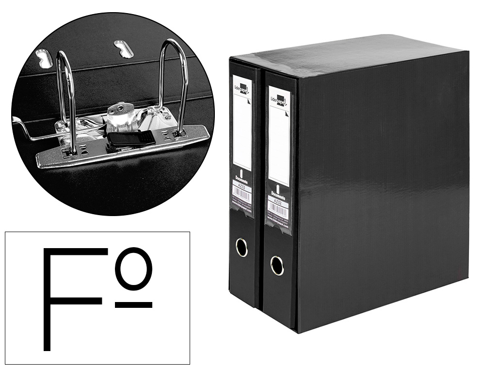 MODULO LIDERPAPEL 2 ARCHIVADORES FOLIO 2 ANILLAS MECANISMO DE PALANC 75MM NEGRO