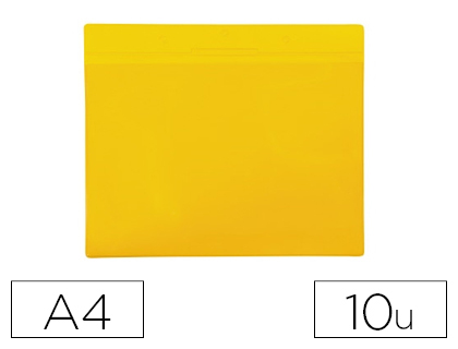 FUNDA DJOIS MAGNETICA DIN A4 HORIZONTAL IDENTIFICACION PALETS Y ESTANTERIAS AMARILLO PACK DE 10 UNIDADES