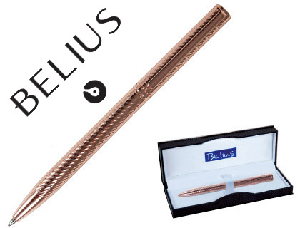 BOLIGRAFO BELIUS CASCAIS ORO ROSA CUERPO CROMADO BRILLO EN ESTUCHE