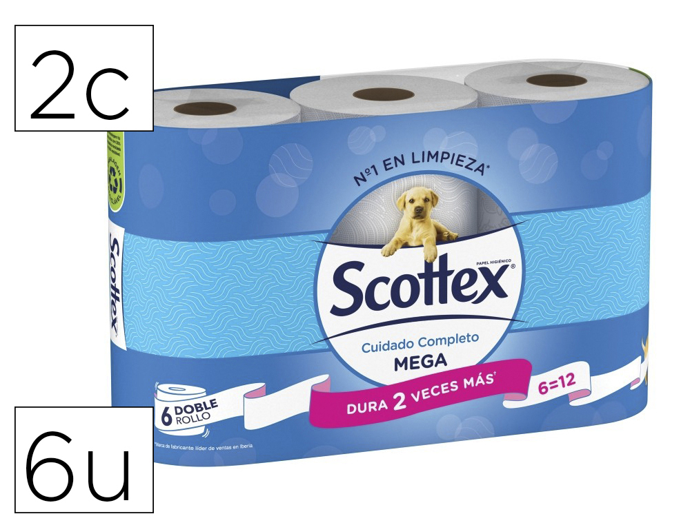 PAPEL HIGIENICO SCOTTEX MEGARROLLO DOBLE LARGO PAQUETEDE 9 ROLLOS