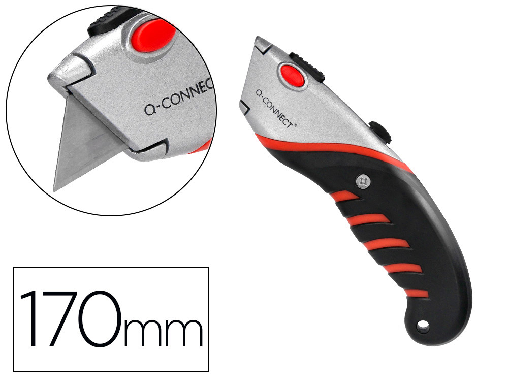 CUTER Q-CONNECT SX1500 METALICO ANCHO NEGRO Y ROJO CON MANGO DE PLASTICO