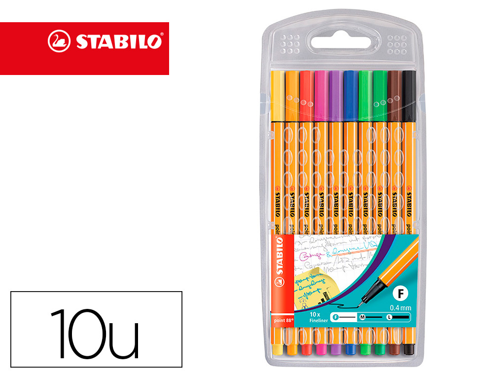 ROTULADOR STABILO PUNTA DE FIBRA POINT 88 ESTUCHE DE 10 COLORES SURTIDOS
