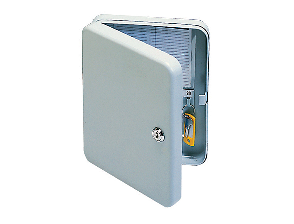 ARMARIO METALICO PORTALLAVES Q-CONNECT CHAPA DE ACERO 20 LLAVES CERRADURA DE SEGURIDAD 200X160X60 MM