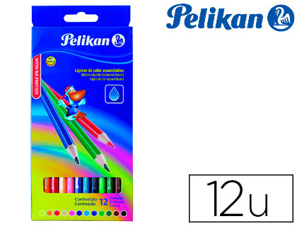 LAPICES DE COLORES PELIKAN HEXAGONALES ACUARELABLE 12 COLORES MINA 3MM CAJA DE CARTON